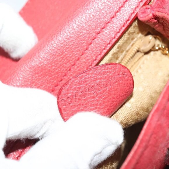 GUCCI Bamboo Hand Bag Suede 2way Red Gold 007 1793 0238 Auth BA4313 - Picture 13 of 16